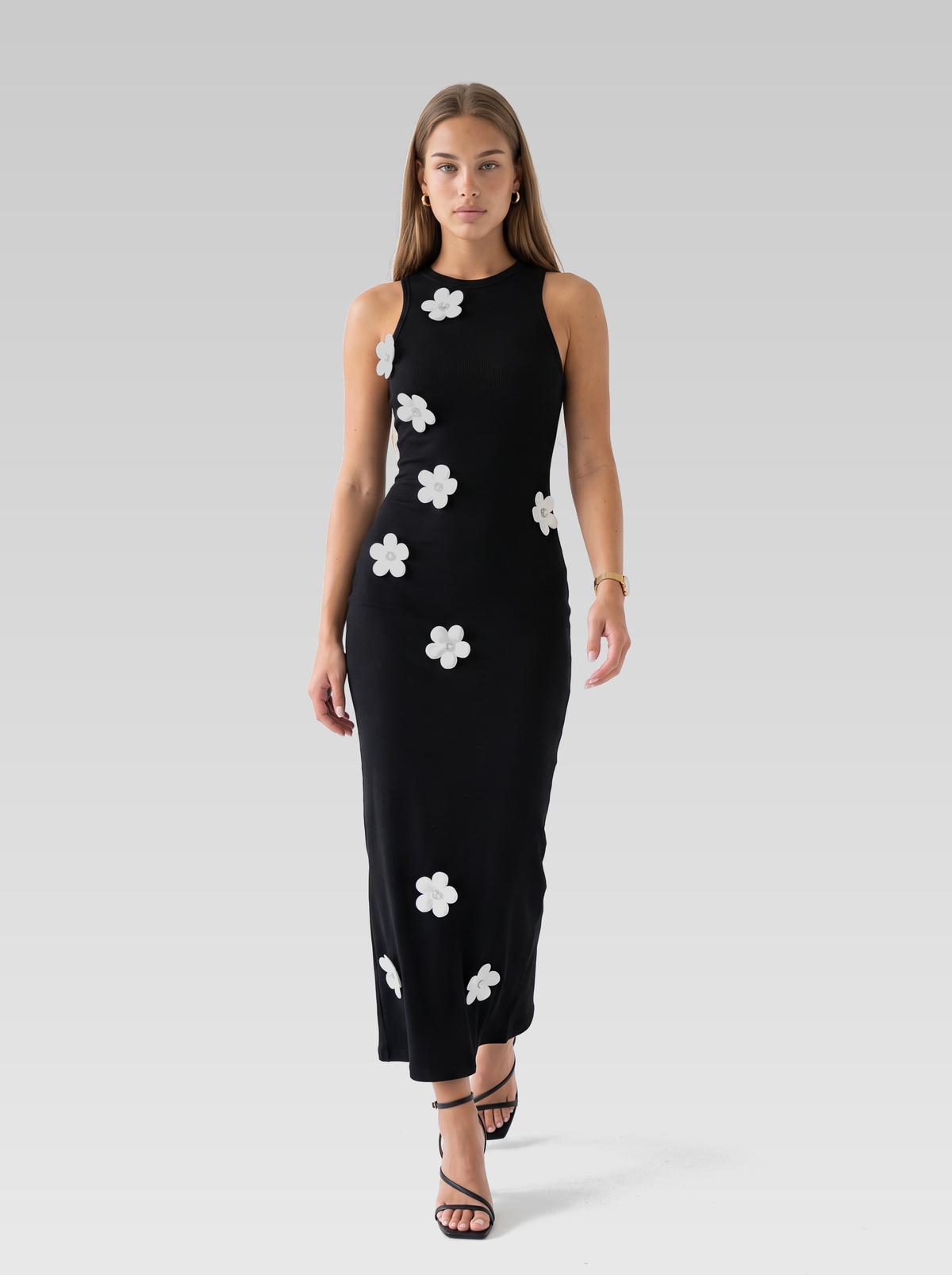 Black High Neck Bodycon Maxi Dress — Black — View 4