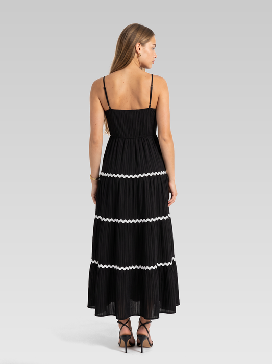 Black Halter Neck Backless Maxi Dress — Black — View 3