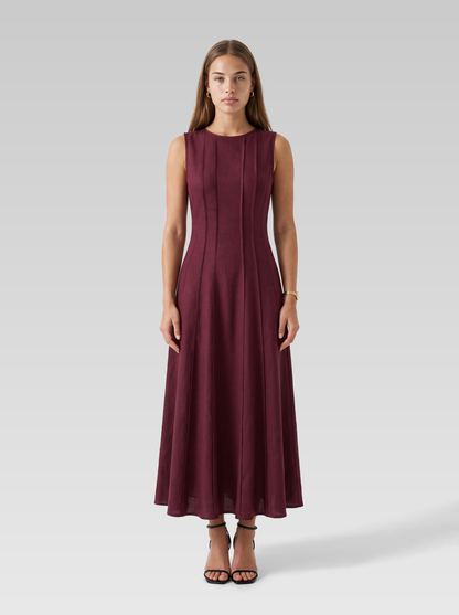 Linen Look Sleeveless A Line Maxi Dress