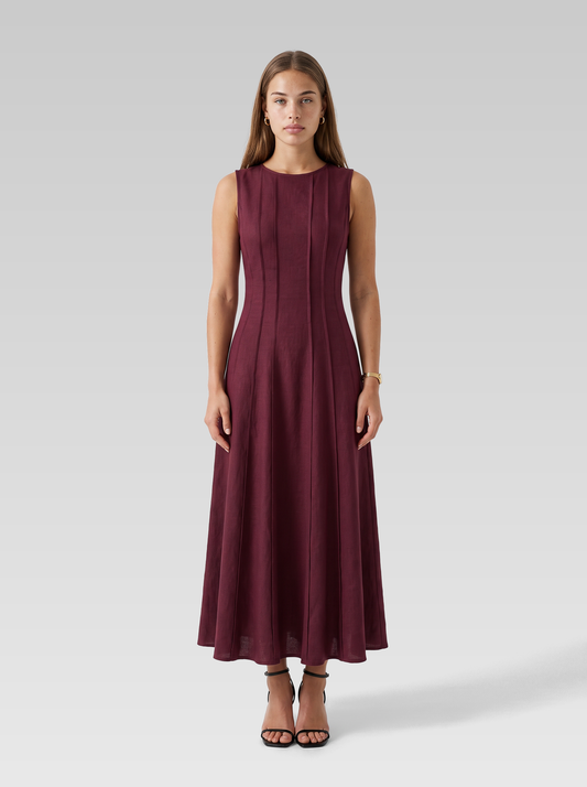 Linen Look Sleeveless A Line Maxi Dress
