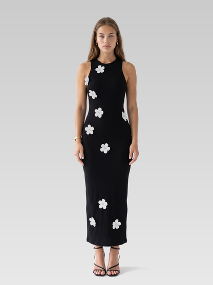 Black High Neck Bodycon Maxi Dress — Black — View 1