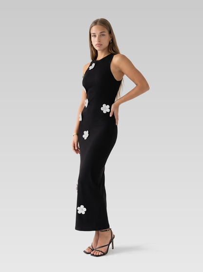 Black High Neck Bodycon Maxi Dress — Black — View 2
