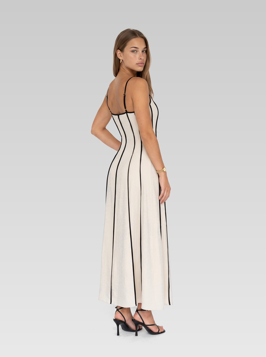 Beige Backless Tie Back Maxi Dress — Beige — View 2