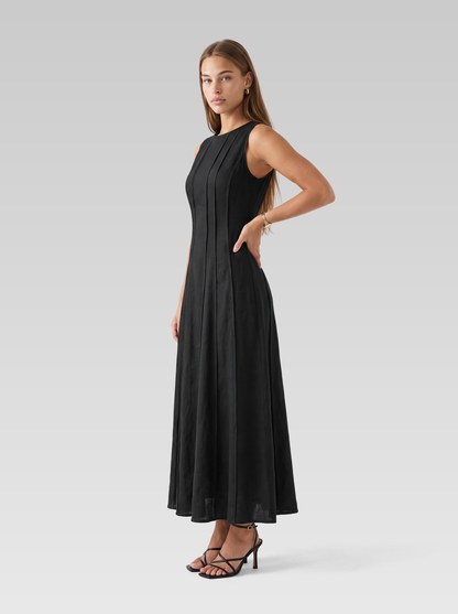 Linen Look Sleeveless A Line Maxi Dress