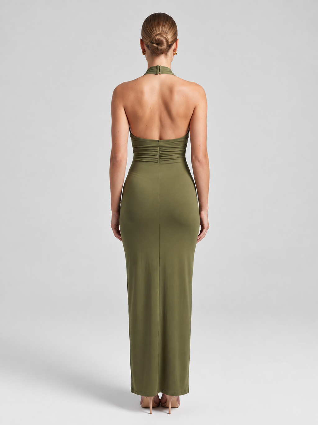Halter Backless Slit Maxi Dress