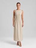 Linen Look Sleeveless A Line Maxi Dress