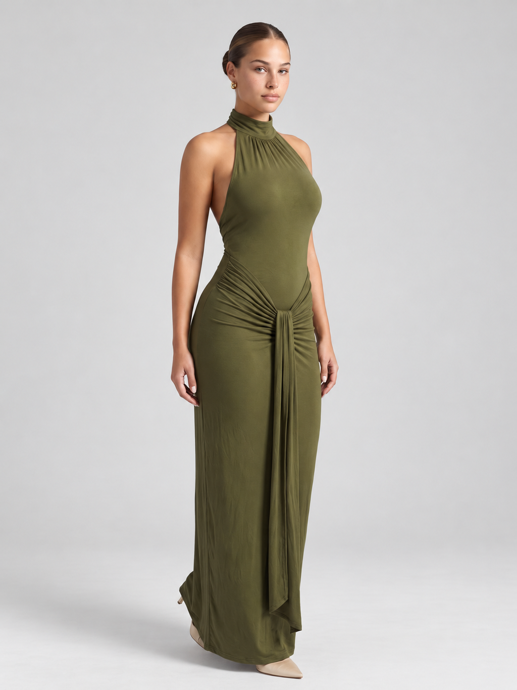 Halter Backless Slit Maxi Dress