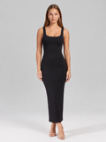 Square Neck Backless Bodycon Maxi Dress