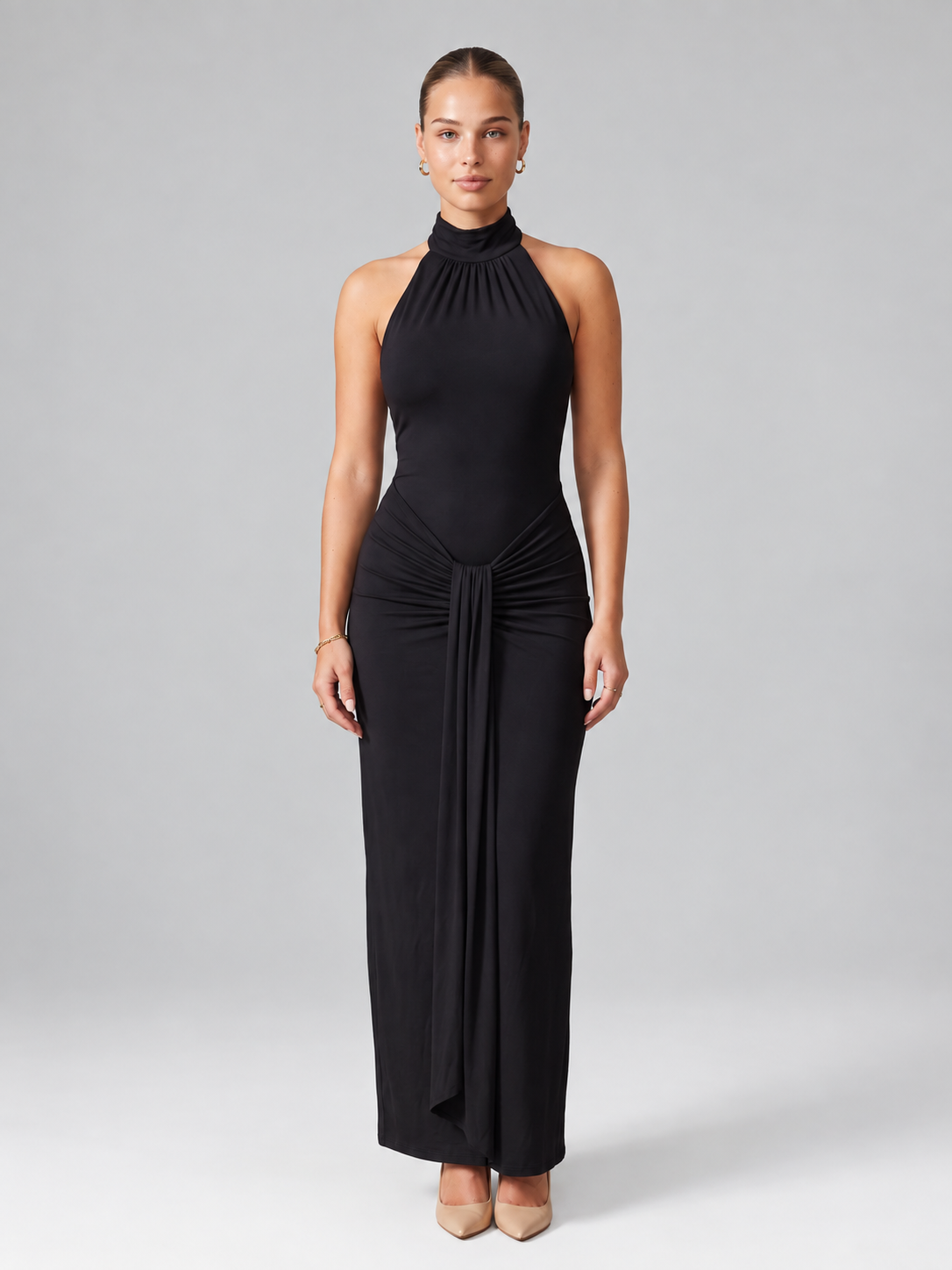 Halter Backless Slit Maxi Dress