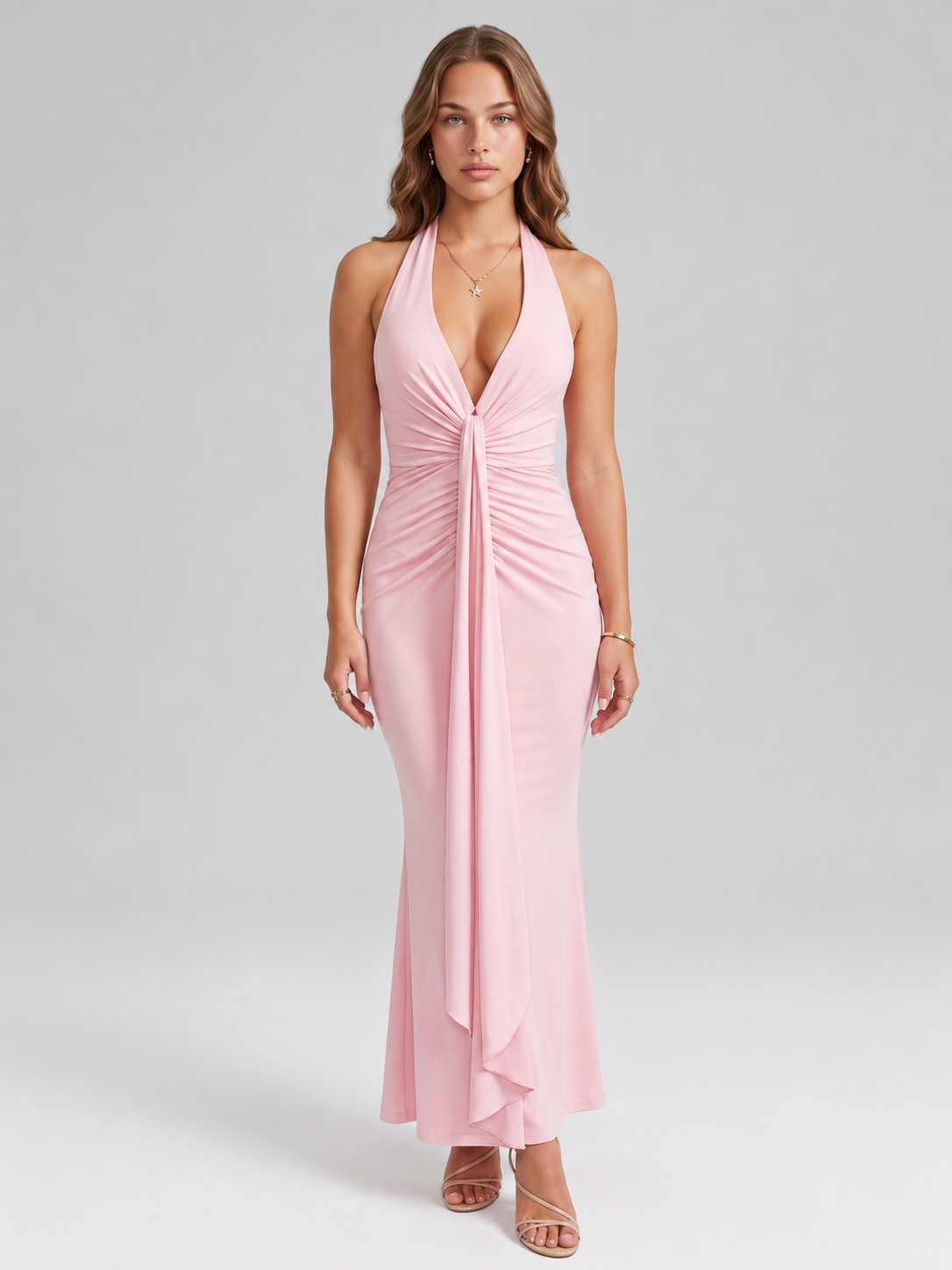 Halter Neck Backless Maxi Dress